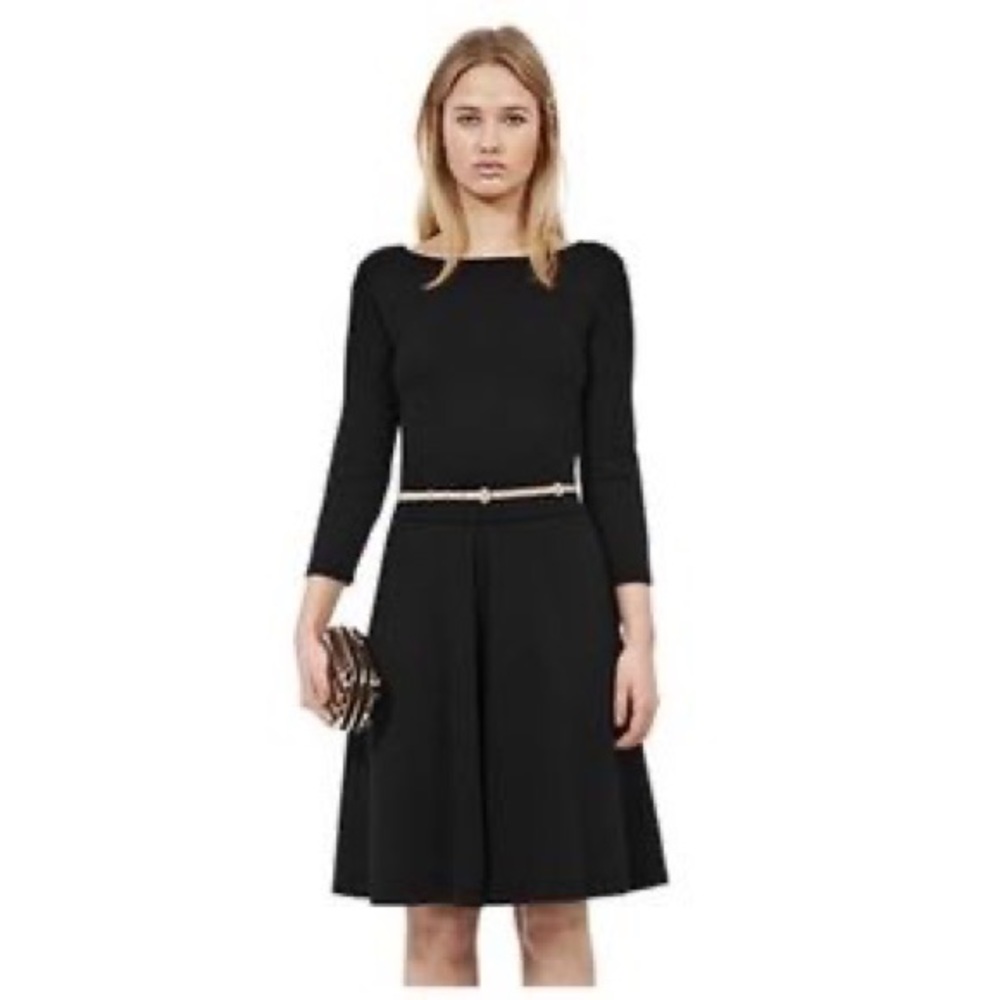 Reiss Hawn Fit and Flare Black Dress | 10